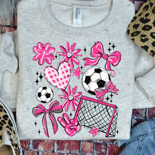 COQUETTE SOCCER GAME DAY DOODLE - PINK