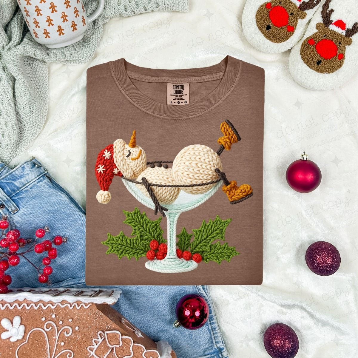 SNOWMAN IN A MARTINI GLASS *FAUX YARN*