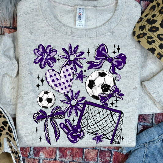 COQUETTE SOCCER GAME DAY DOODLE - PURPLE