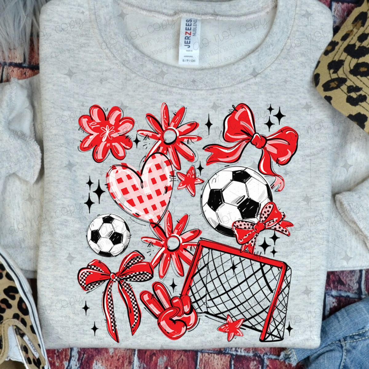 COQUETTE SOCCER GAME DAY DOODLE - RED