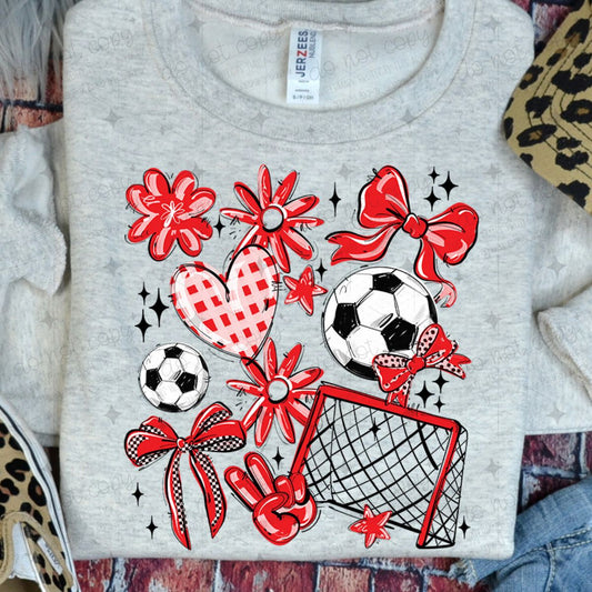 COQUETTE SOCCER GAME DAY DOODLE - RED