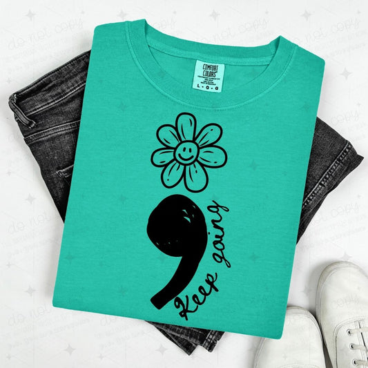 KEEP GOING - FLORAL SMILEY FACE + SEMICOLON