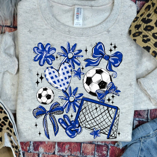 COQUETTE SOCCER GAME DAY DOODLE - ROYAL BLUE
