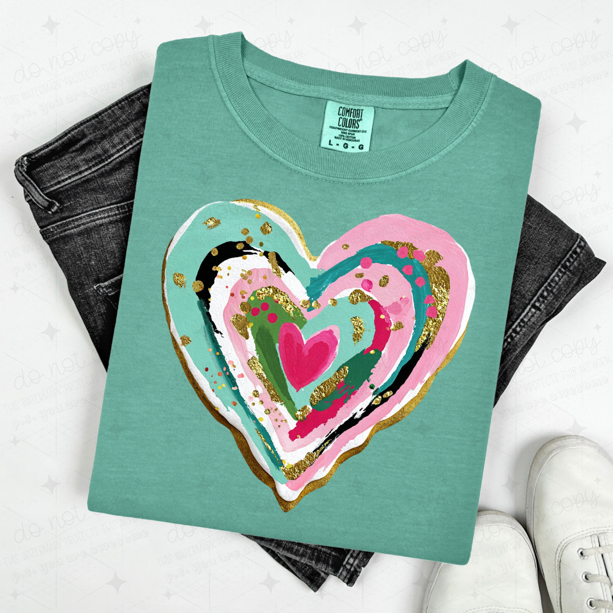 GREEN AND PINK BRUSHSTROKE HEART