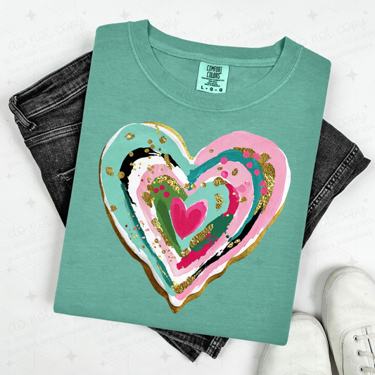GREEN AND PINK BRUSHSTROKE HEART