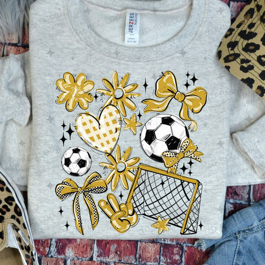 COQUETTE SOCCER GAME DAY DOODLE - VEGAS GOLD