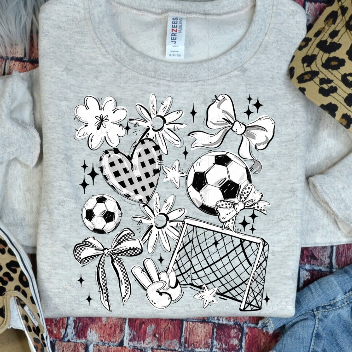 COQUETTE SOCCER GAME DAY DOODLE - WHITE