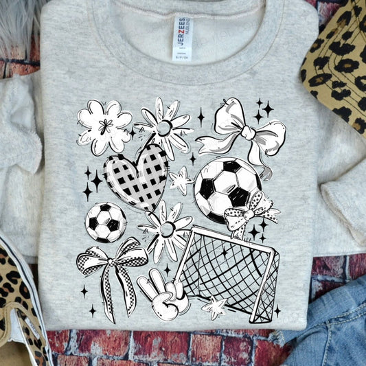COQUETTE SOCCER GAME DAY DOODLE - WHITE