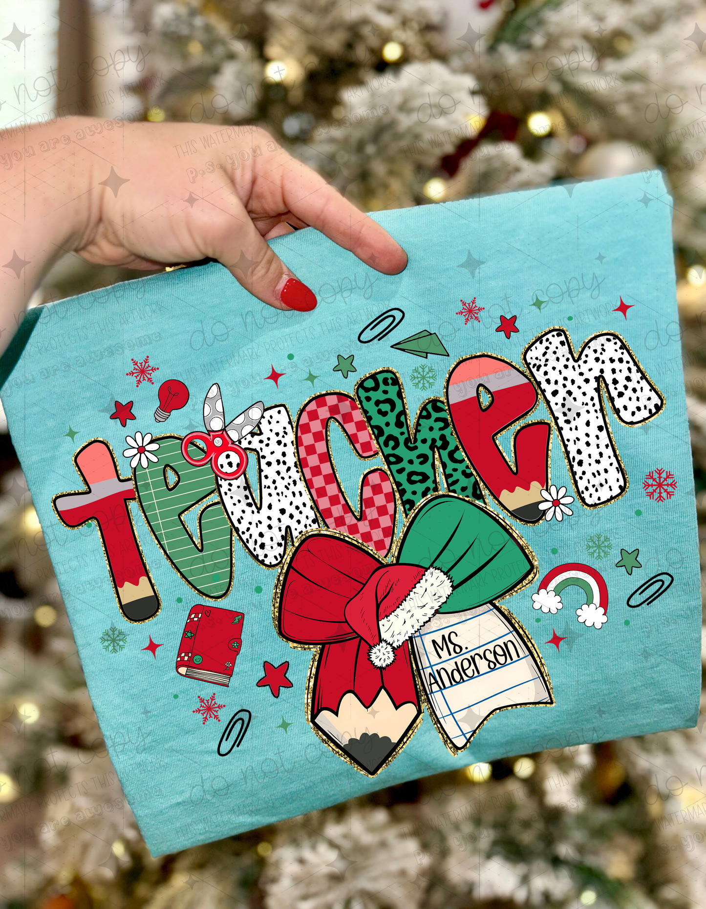 CHRISTMAS PREPPY TEACHER NAME