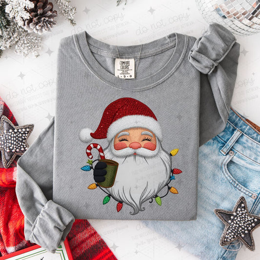 SANTA - FAUX EMBROIDERY/FAUX SEQUIN