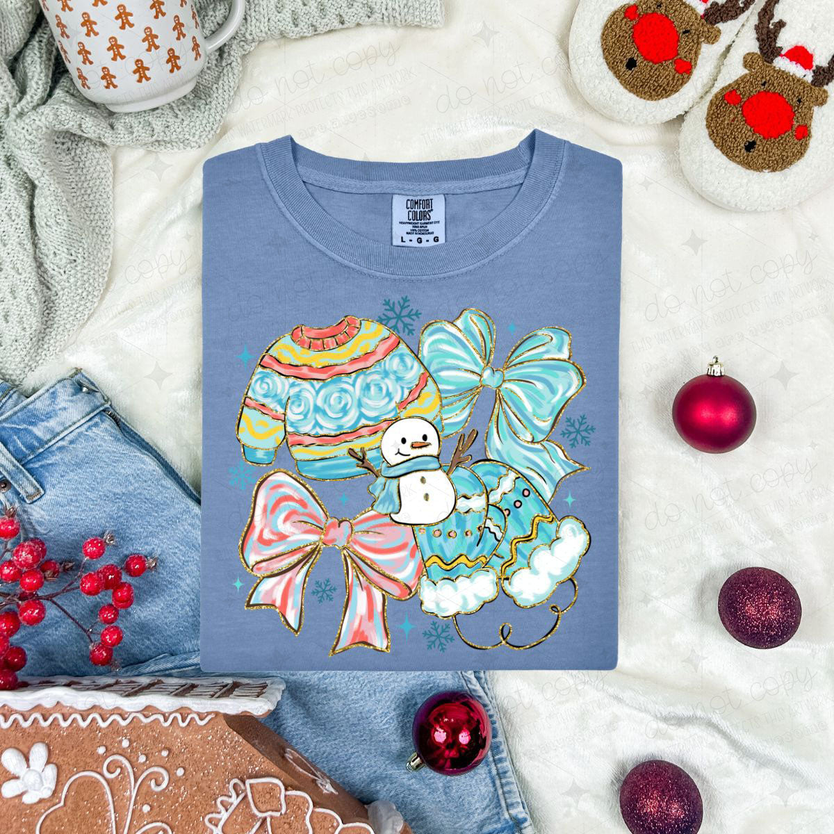 COQUETTE WINTER DOODLE *SNOWMAN BOWS SWEATER SCARF*