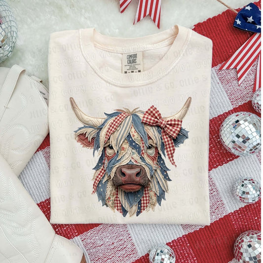 PATRIOTIC PATCHWORK COW