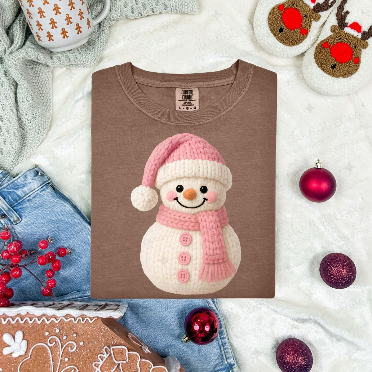 PINK SNOWMAN *FAUX YARN*