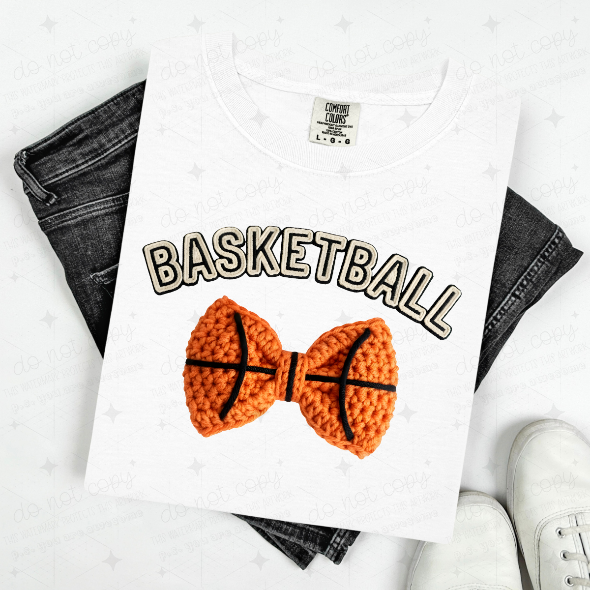 COQUETTE BASKETBALL WITH BASKETBALL BOW - FAUX YARN