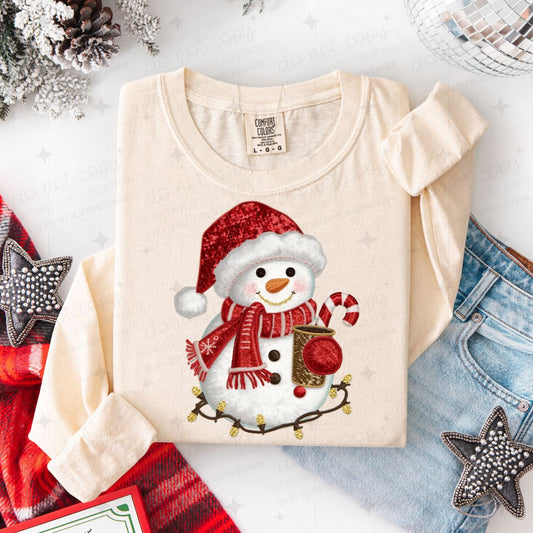 SNOWMAN - FAUX EMBROIDERY/FAUX SEQUIN