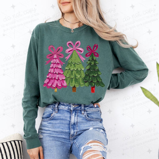 COQUETTE HAND PAINTED CHRISTMAS TREES - *GILDAN SOFT STYLE ONLY*