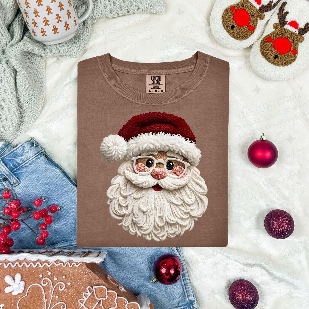 VINTAGE SANTA WITH GLASSES *FAUX YARN*