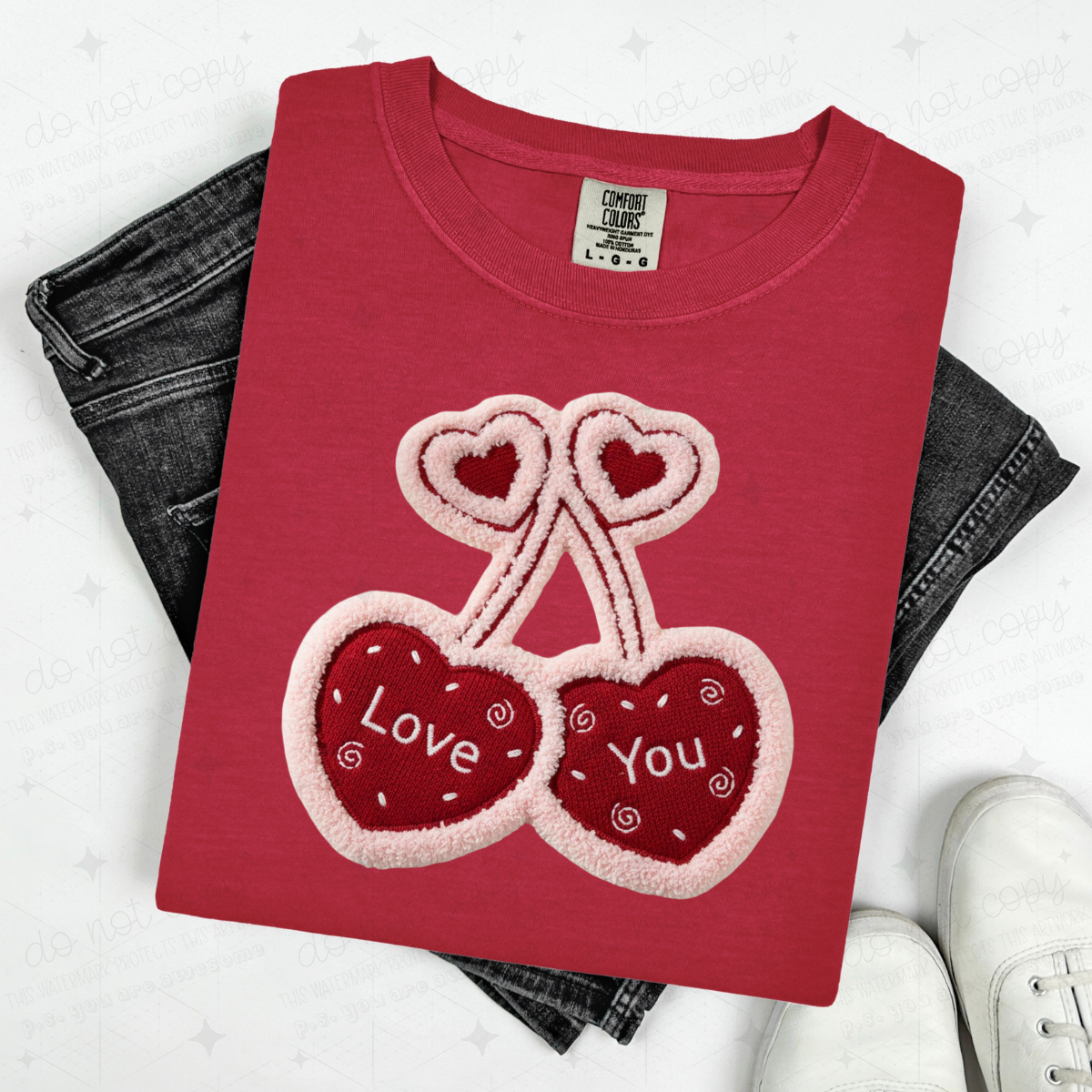 LOVE YOU HEART CHERRY DUO - FAUX YARN