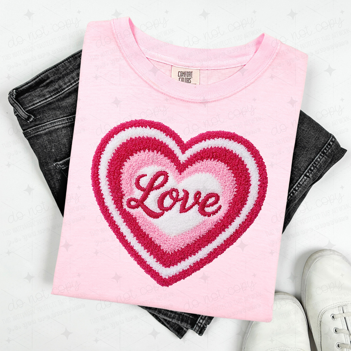 LIGHT COLORED HEART LOVE - FAUX YARN