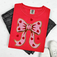 COQUETTE RED HEARTS BOW - FAUX YARN