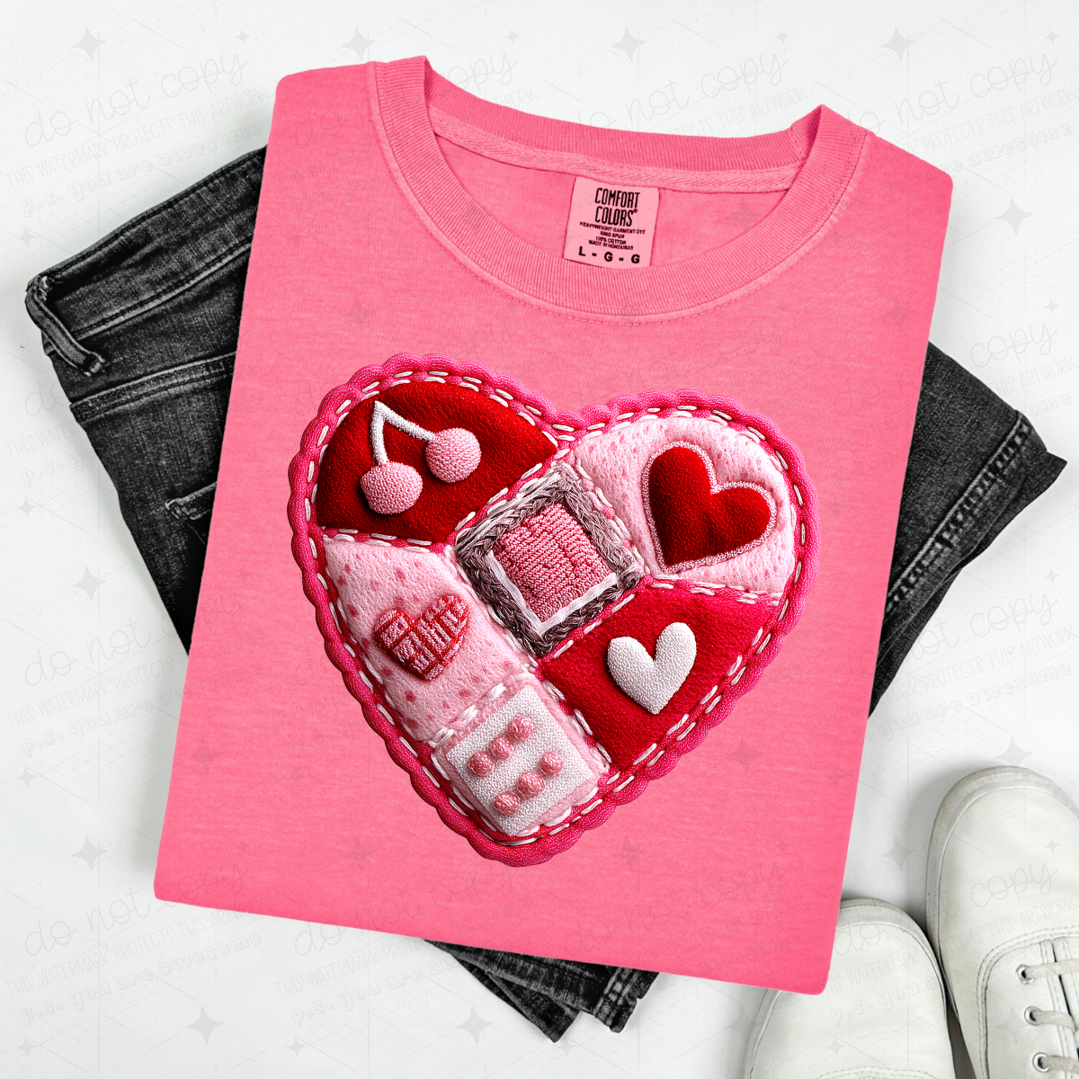 STITCHED HEART - FAUX YARN