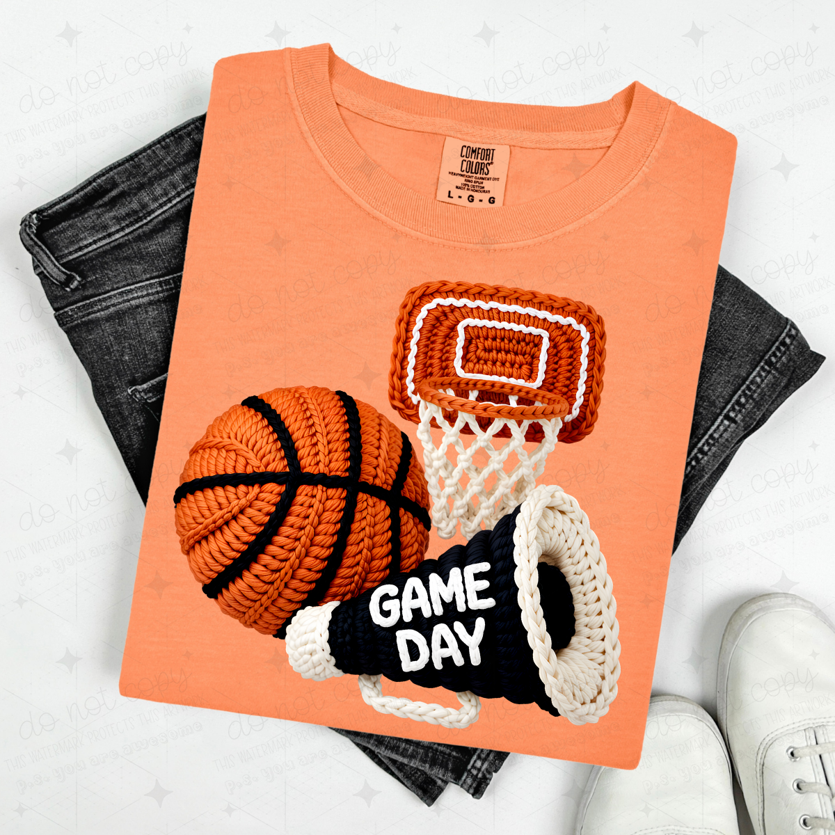 BASKETBALL GAME DAY WITH MEGAPHONE - FAUX YARN