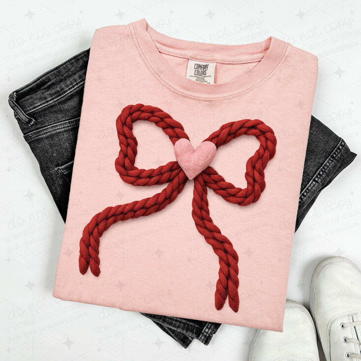 COQUETTE BRAIDED HEART BOW - FAUX YARN