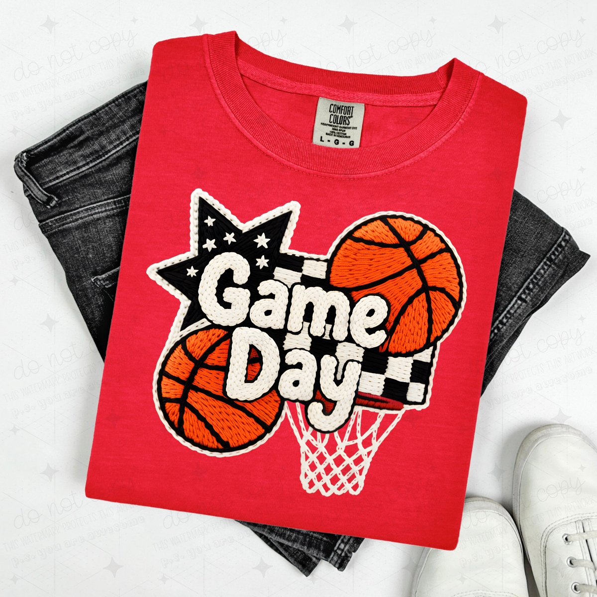 CHECKERED BASKETBALL GAME DAY - FAUX YARN