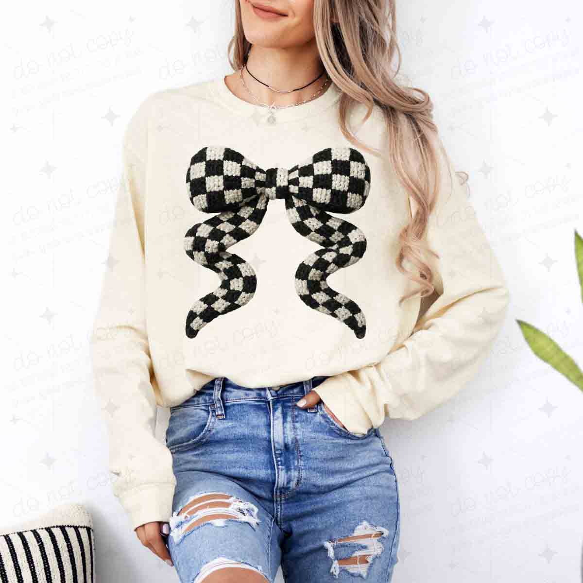 COQUETTE CHECKERED BOW - FAUX YARN