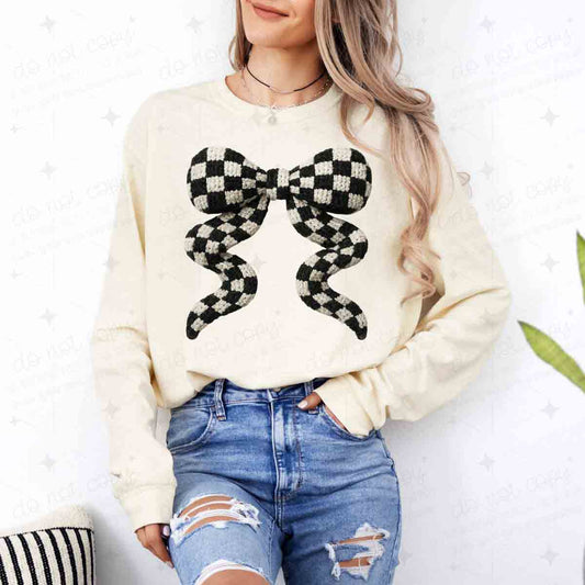 COQUETTE CHECKERED BOW - FAUX YARN