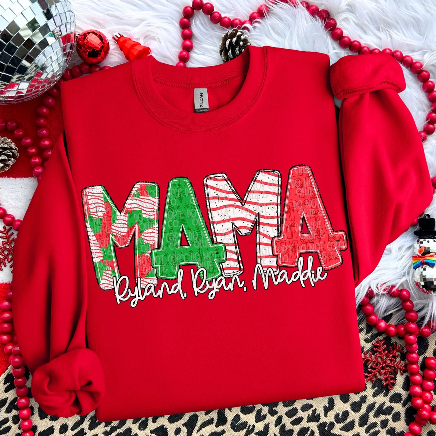 Hand lettered Christmas Mama, Aunt, Grandma, Etc. with Kids names