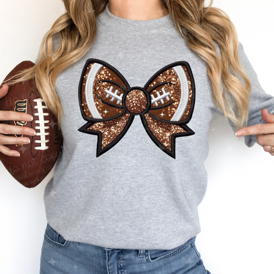 Football Bow Faux Embroidery