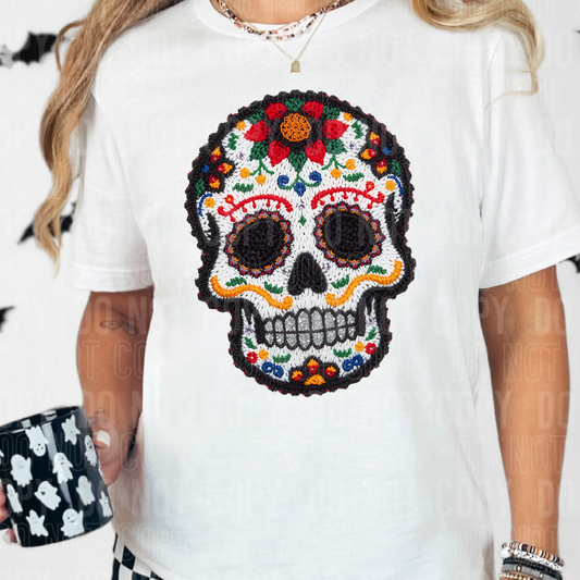 BLACK SKULL - FAUX YARN/FAUX GLITTER