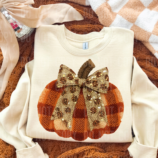 FALL PLAID PUMPKIN - FAUX YARN/FAUX SEQUIN