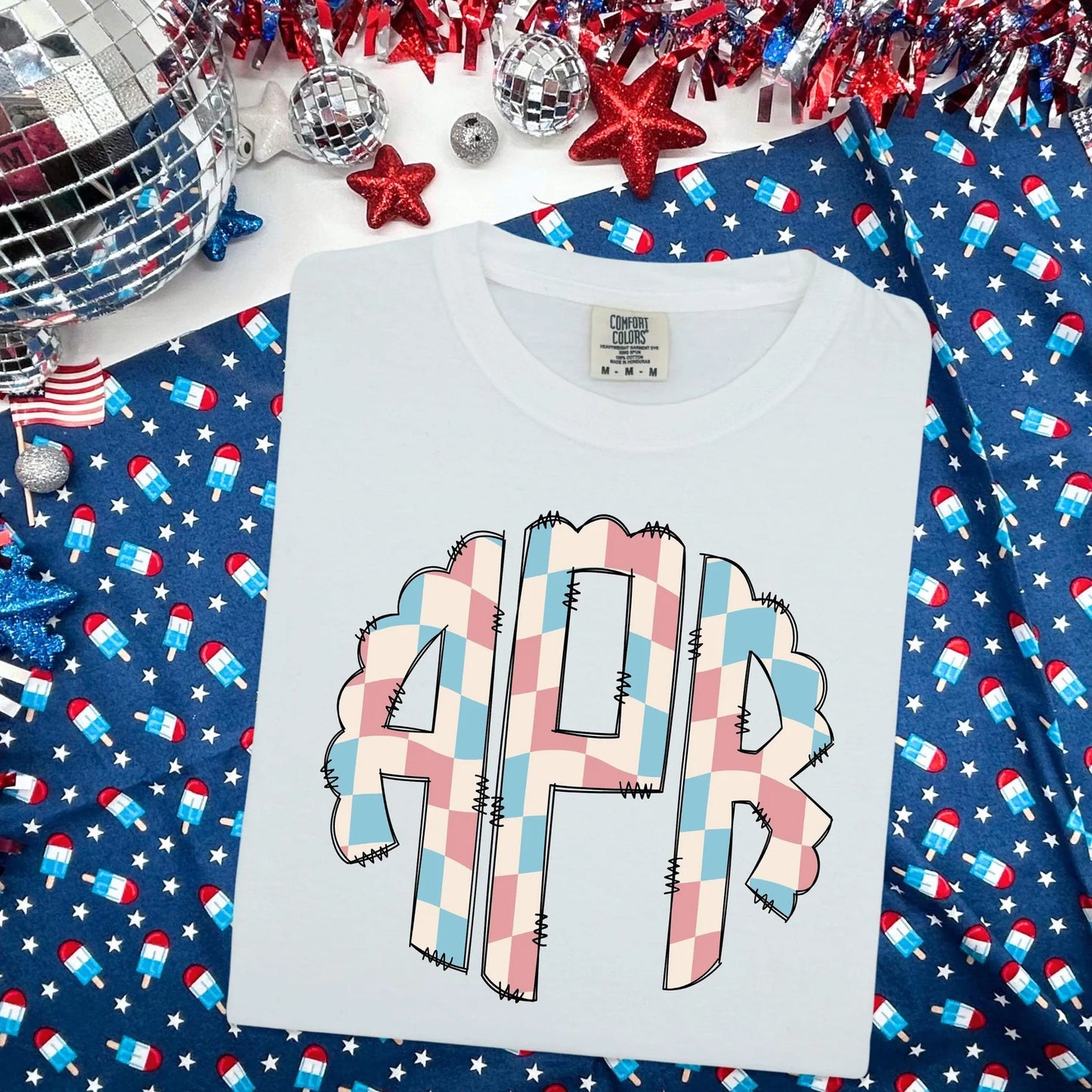 Patriotic Checker Monogram-Ollie &amp; Co.