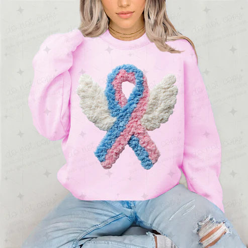PREGNANCY + INFANT RIBBON W/ ANGEL WINGS - FAUX YARN - OLLIE & CO EXCLUSIVE