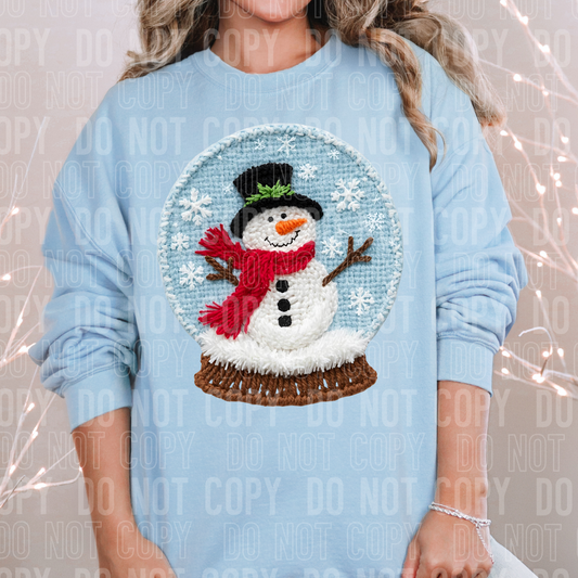 SNOWMAN SNOW GLOBE - FAUX YARN