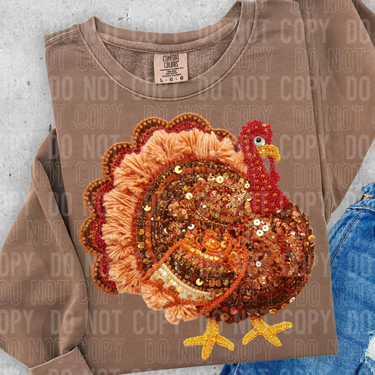 THANKSGIVING TURKEY - FAUX YARN/FAUX SEQUIN