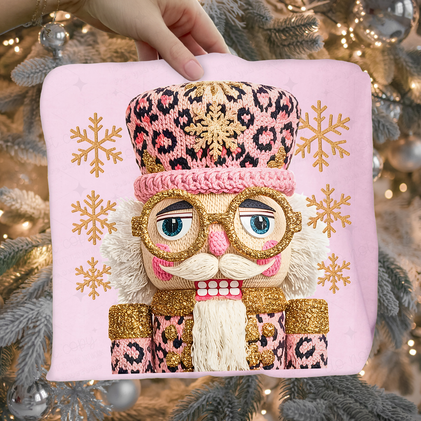 PINK LEOPARD NUTCRACKER FAUX YARN