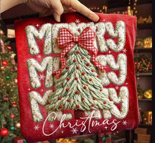MERRY CHRISTMAS WITH TREE FAUX YARN